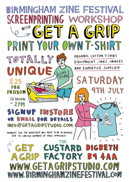 Get A Grip Poster small T Shirt Printing Workshops with Get A Grip